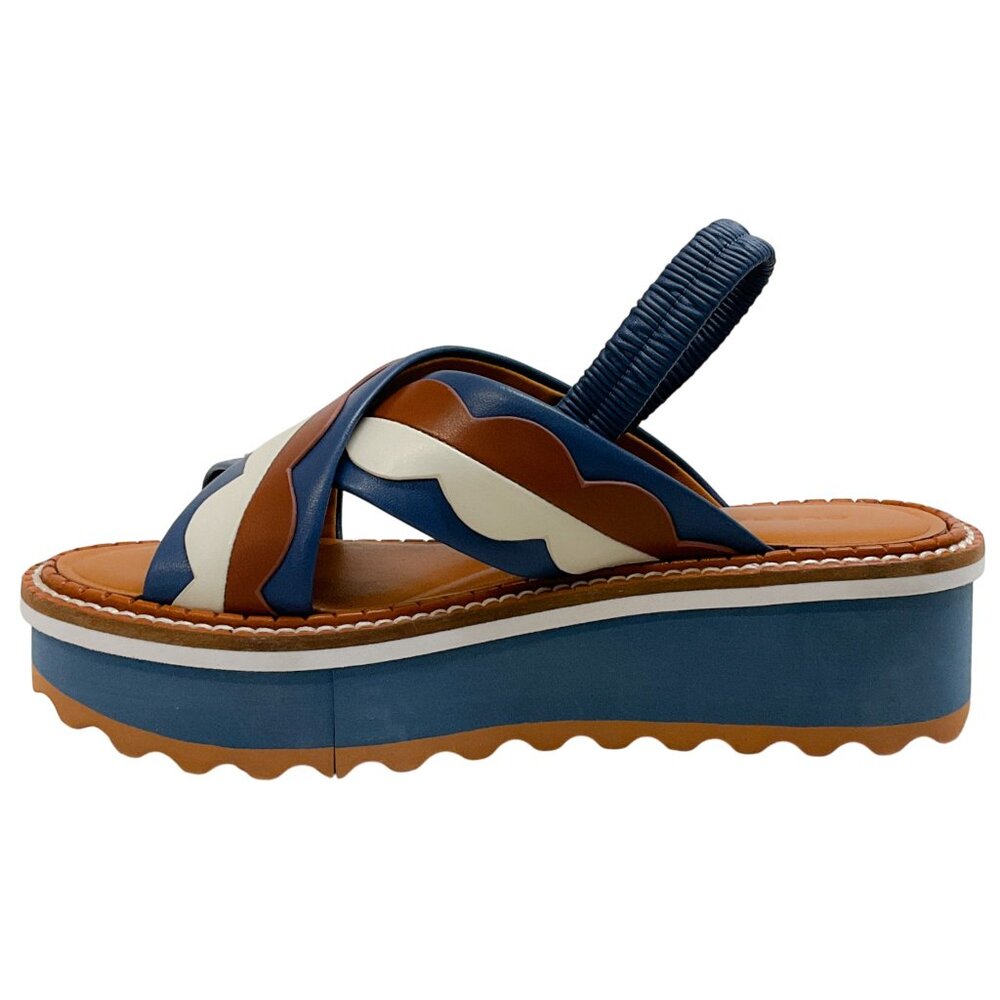 Robert Clergerie Blue / Tan Platform Sandals - Picture 3 of 6